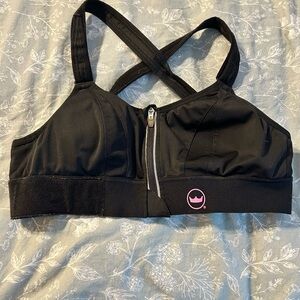SHEFIT Black Sports Bra with Pink Logo